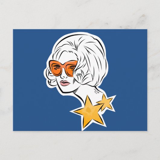 Ze is een Star Retro-stijl Briefkaart (Voorkant)