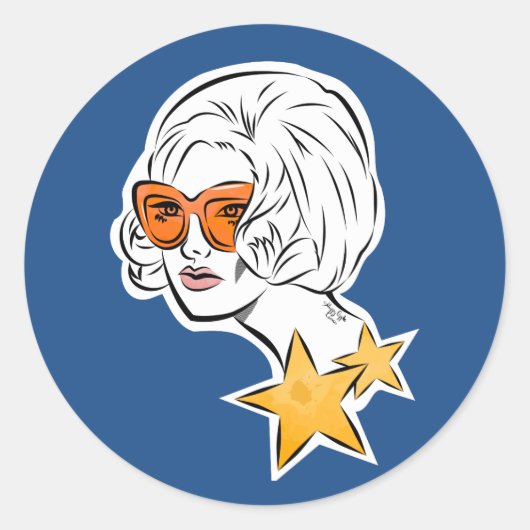 Ze is een Star Retro-stijl Ronde Sticker (Voorkant)