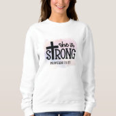 Ze is een sterke bijbel vers van de vrouw trui (Voorkant)