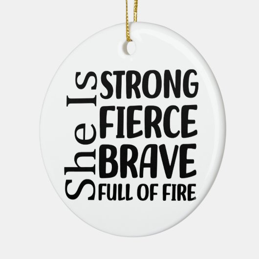 Ze is een sterke bruidskracht vol vuur. keramisch ornament (Links)