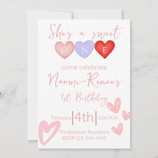 Ze is een Sweet One 1e verjaardag Kaart (Voorkant)
