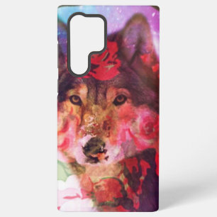 Ze is een tamme digitale wolf en bloemen samsung galaxy hoesje