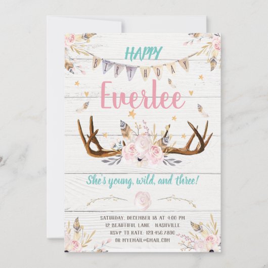 Ze is een uitnodiging voor de geboorte van Wild On (Voorkant)