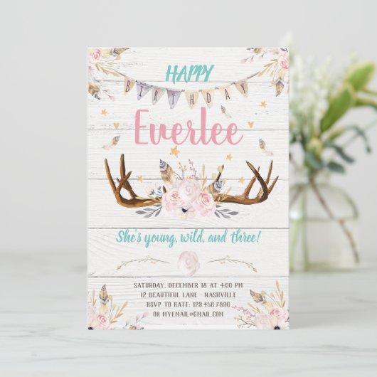 Ze is een uitnodiging voor de geboorte van Wild On (Staand voorkant)