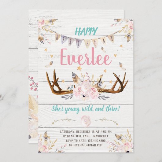 Ze is een uitnodiging voor de geboorte van Wild On (Voorkant / Achterkant)