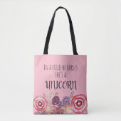 Ze is een Unicorn Flower Canvas tas (Voorkant)