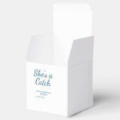 Ze is een vangst vrijgezellenfeest naam blauw datu bedankdoosjes (Geopend)