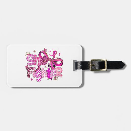 💪🎀 Ze is een vechter 💖🌸 Bagagelabel (Voorkant horizontaal)