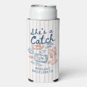 Ze is een visvangst kustbachelorette seltzer blikjeskoeler (Seltzer Achterkant)