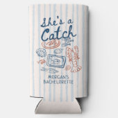 Ze is een visvangst kustbachelorette seltzer blikjeskoeler (Achterkant)