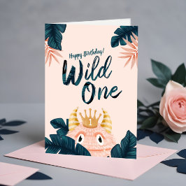 Ze is een Wild One Pink Monster & Tropisch Oerwoud Kaart