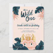 Ze is een Wild One Pink Monster & Tropisch Oerwoud Kaart (Voorkant)
