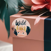 Ze is een Wild One Pink Monster & Tropisch Oerwoud Ronde Sticker