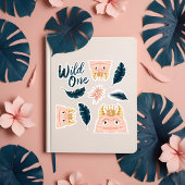 Ze is een Wild One Pink Monster & Tropisch Oerwoud Sticker