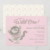 Ze is een Wild One | Roze eerste verjaardag Kaart (Voorkant / Achterkant)