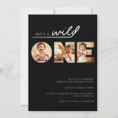 Ze is een Wild One Sleek Black 1st Birthday Kaart (Voorkant)