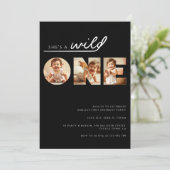 Ze is een Wild One Sleek Black 1st Birthday Kaart (Staand voorkant)