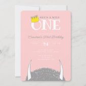 Ze is een Wilde 1 - 1e verjaardag kroonroze Kaart (Voorkant)