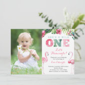 Ze is een wilde ONE, de eerste verjaardag Flamingo Kaart (Staand voorkant)