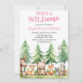 Ze is een wilde - Woodland Animals 1st Birthday Kaart (Voorkant)