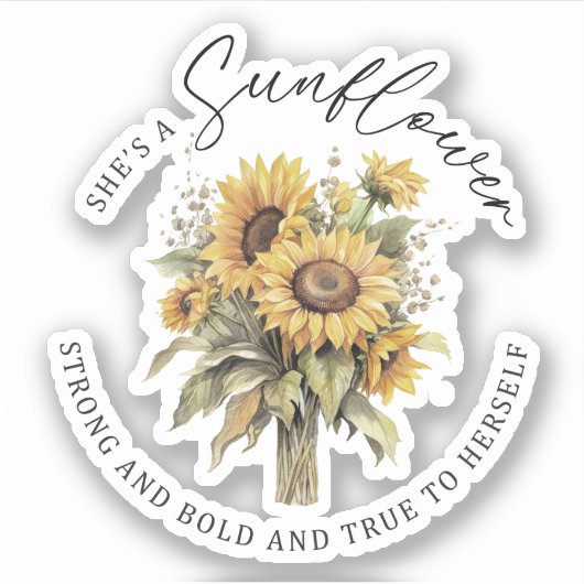 Ze is een Zonnebloem Vinyl Sticker (Voorkant)