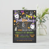 Ze is 'Faboolous' en '7 verjaardag' Uitnodiging -  (Staand voorkant)