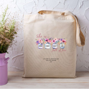 Ze is fel zondag school geloof bijbel gewoonte tote bag