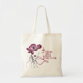 Ze is Fierce Line Tekening Feministische Canvas ta Tote Bag (Voorkant)
