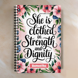 Ze is gekleed in een Christelijk vrouwentijdschrif Notitieboek