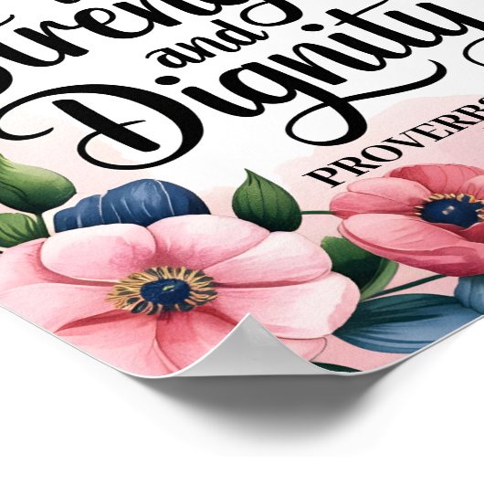 Ze is gekleed in kracht - Christelijke muurkunst Poster (Hoek)