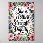 Ze is gekleed in kracht - Christelijke muurkunst Poster (Voorkant)