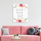 Ze is gekleed in kracht en waardigheid | Schrift Canvas Afdruk (Insitu (Woonkamer))