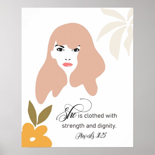 Ze is gekleed met kracht en waardigheid, bijbel poster (Voorkant)