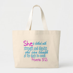Ze is gekleed met kracht en waardigheid grote tote bag