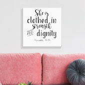 Ze is gekleed met kracht en waardigheid Prov31:25 Canvas Afdruk (Insitu (Woonkamer))