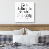 Ze is gekleed met kracht en waardigheid Prov31:25 Canvas Afdruk (Insitu (Slaapkamer))