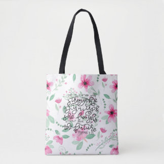 Ze is gekleed met kracht en waardigheid tote bag