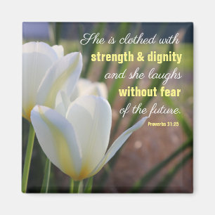 Ze is gekleed - Proverbs 31:25 Floral Magneet