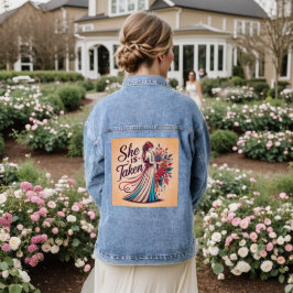 Ze is genomen - Elegant bruids bloemontwerp Denim Jacket