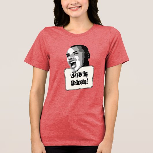 Ze is genomen Grappige aangepaste tekst Tri-Blend Shirt (Voorkant)