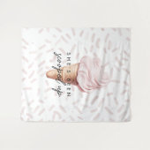 Ze is geschept op aardbeien bruids achtergrond wandkleed (Voorkant (horizontaal))