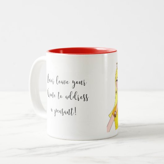 "Ze is gewoon ALLEMAAL praten en NO Tiara!" Tweekleurige Koffiemok (Voorkant links)