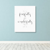 Ze is goed en waanzinnig gemaakt, psalm 139:1 canvas afdruk (Insitu (Houten vloer))