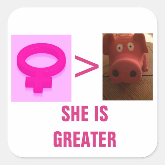 ZE IS GROTERE SQUARE-STICKER VIERKANTE STICKER (Voorkant)