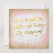Ze is helder als glitters bubbelige uitnodiging pa (Voorkant)