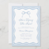 Ze is het binden van de Knoop Blue Bow Bachelorett Kaart (Voorkant)