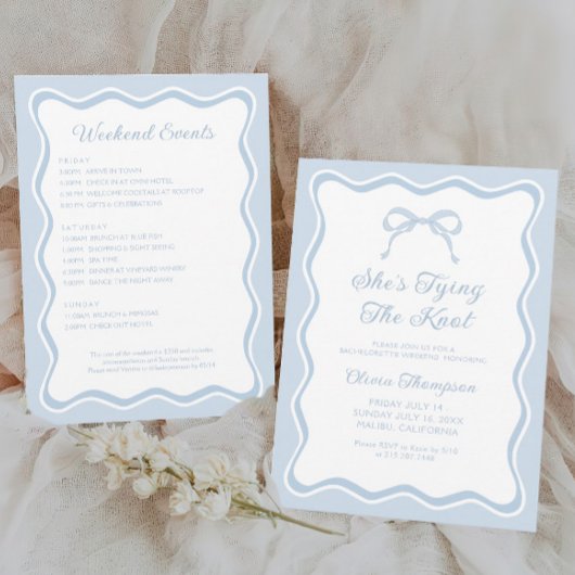 Ze is het binden van de Knoop Blue Bow Bachelorett Kaart