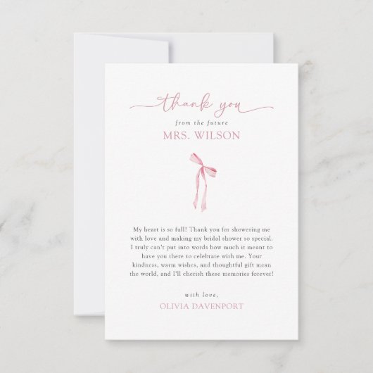 Ze is het binden van de knoop Coquette Bow Vrijgez Bedankkaart (Voorkant)