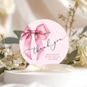 Ze is het binden van de knoop Pink Bow Bridal Dank Ronde Sticker