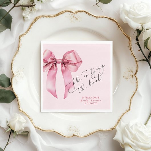 Ze is het binden van de knoop Pink Bow Bridal Dank Servet